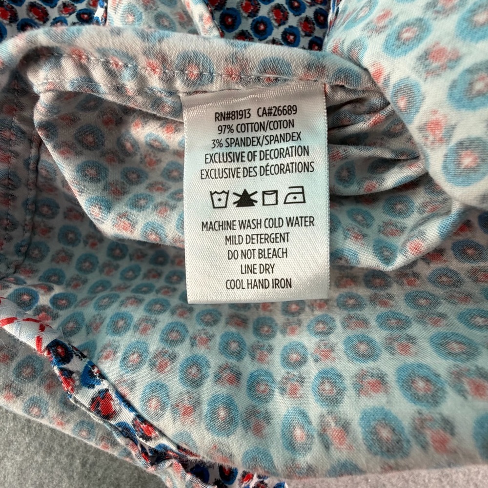 Robert Graham Shirt Men’s XL White Blue Geometric Print Short Sleeve Button Up - Picture 7 of 8